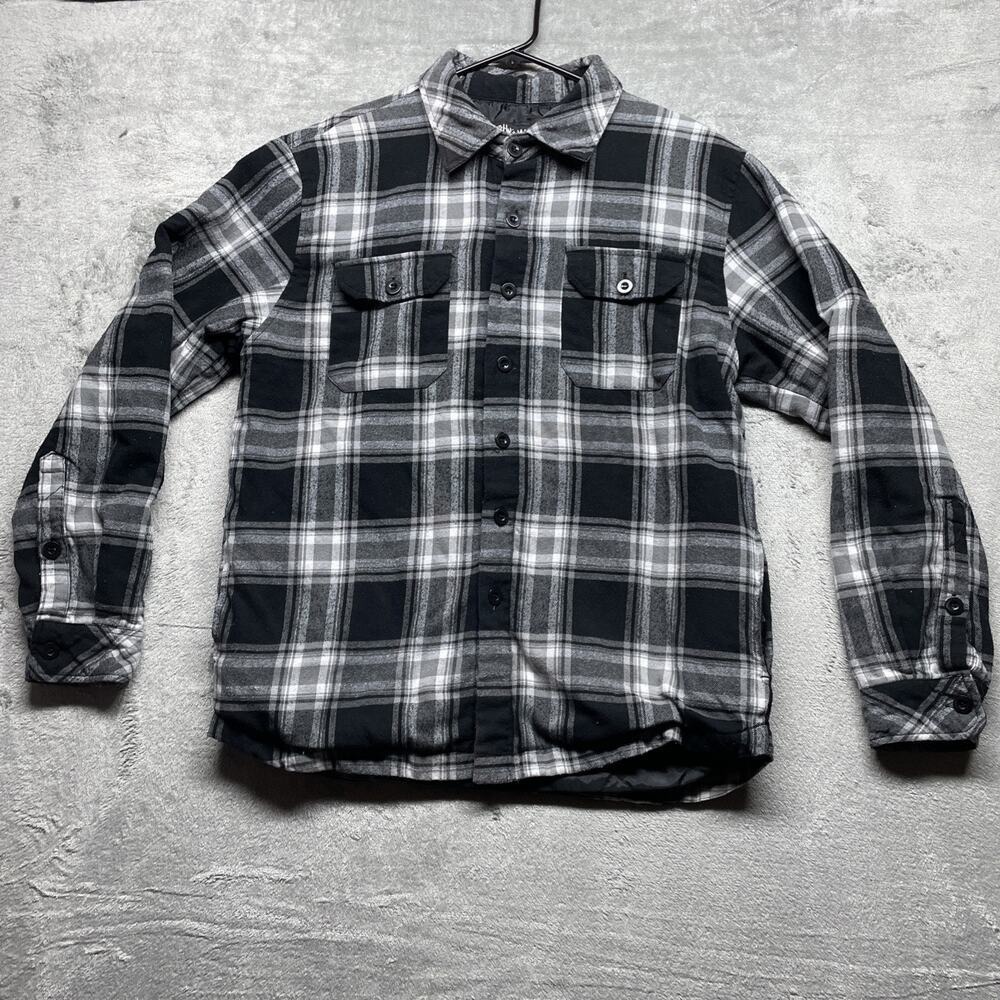 Shaka-wear Black Plaid Flannel Jacket‎ Size L Y2K